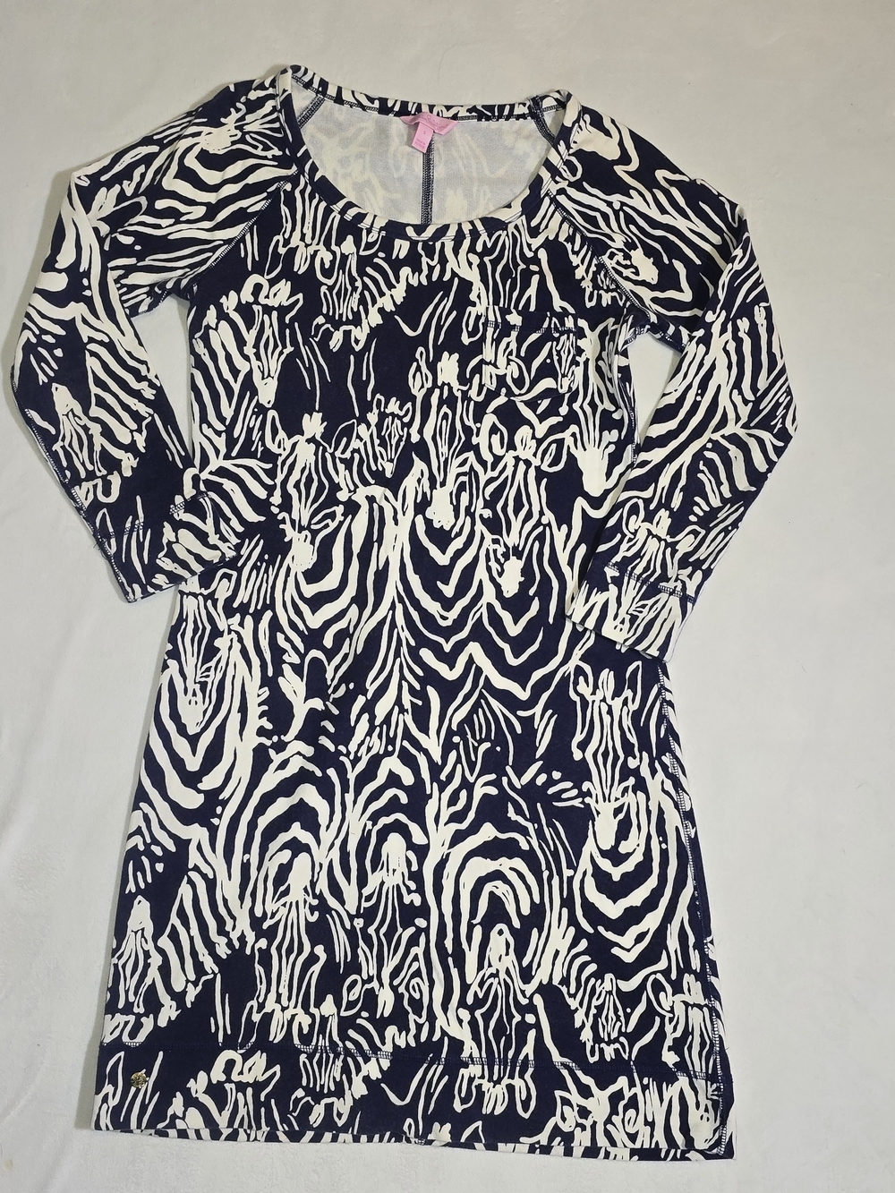 Lilly Pulitzer Preston Dress in Entourage Zebra Print Navy White Size S